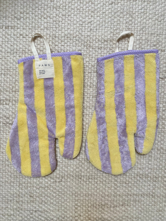 Pfotenhandschuh Frottee Flieder