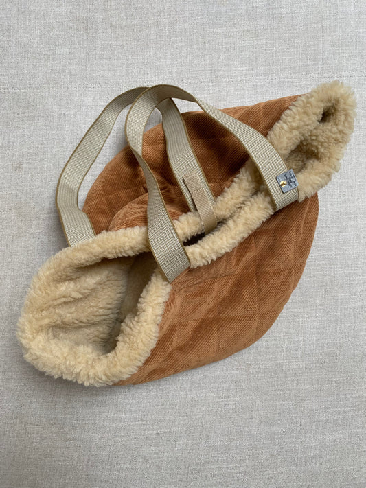 Cord Teddy Dog Bag Caramel