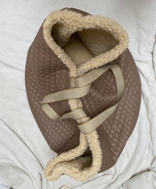 Teddy Dog Bag - Reisebettchen - Kunstleder - Hellbraun