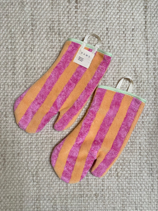 Pfotenhandschuh Frottee Streifen