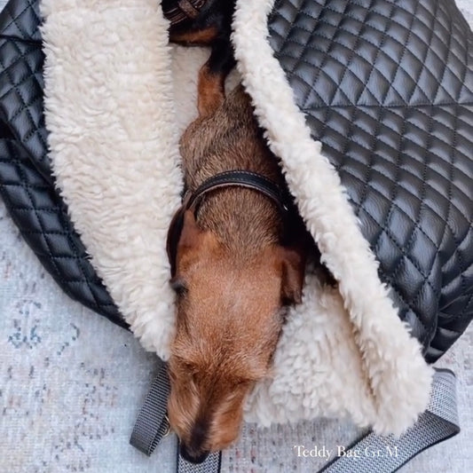 Teddy Dog Bag - Reisebettchen - Kunstleder - Schwarz