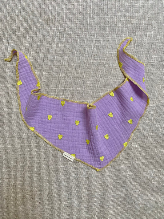 Musselin Bandana Flieder Herz