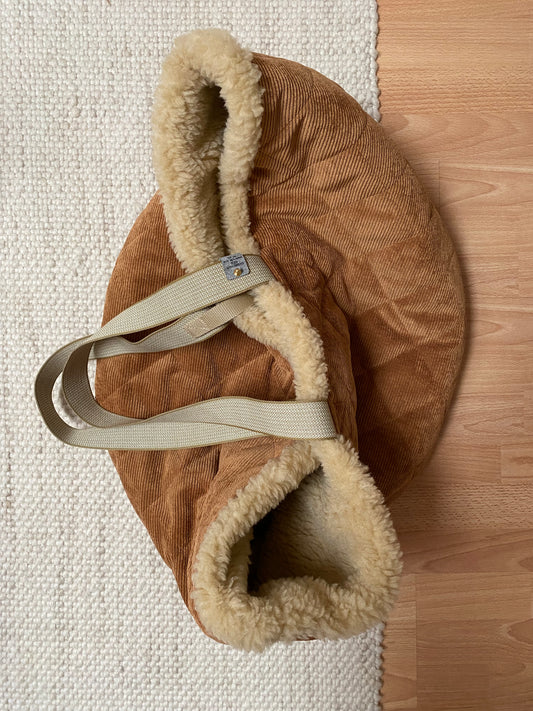 Cord Teddy Dog Bag Caramel
