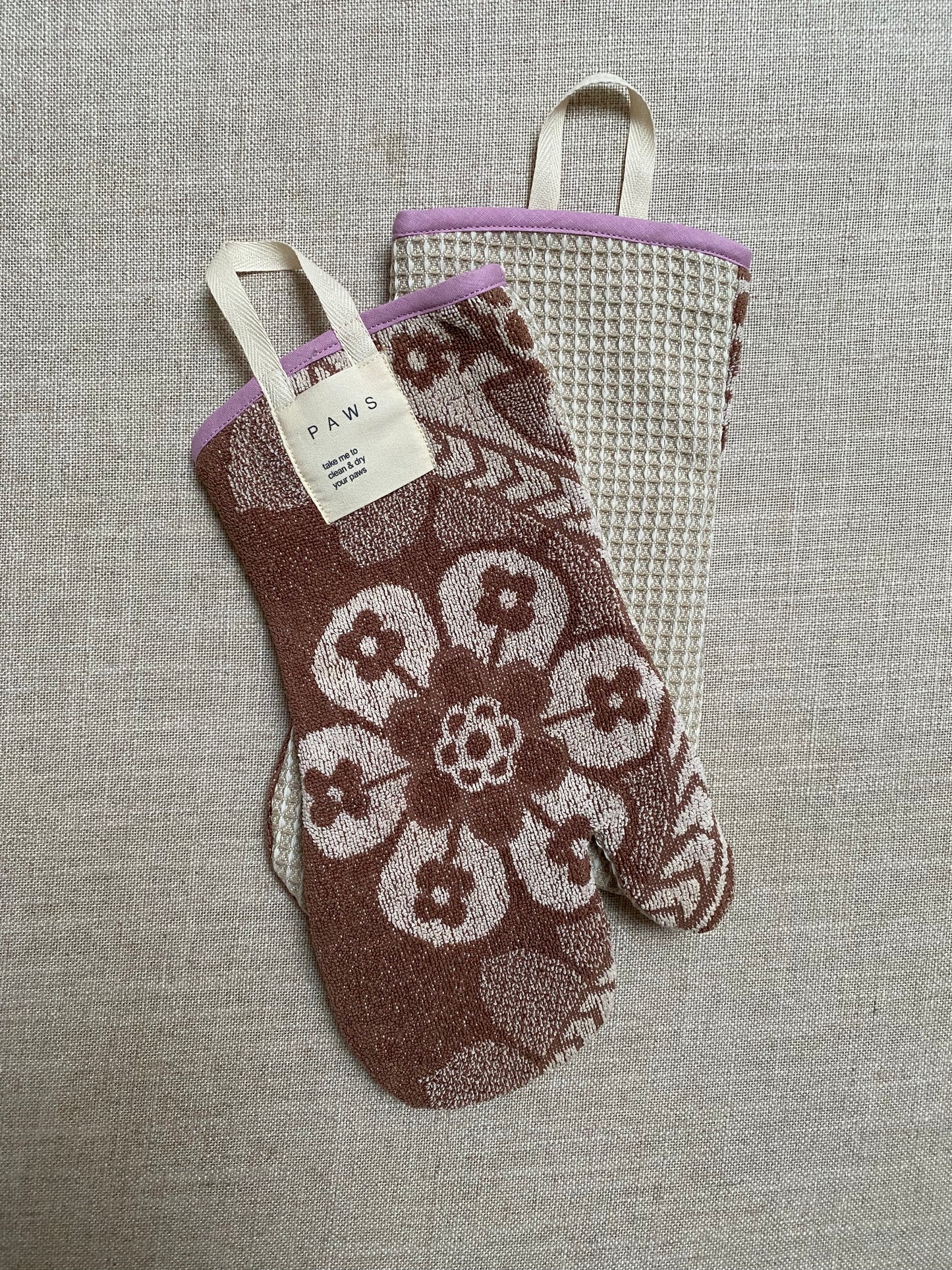 Pfotenhandschuh Set Frottee Brown