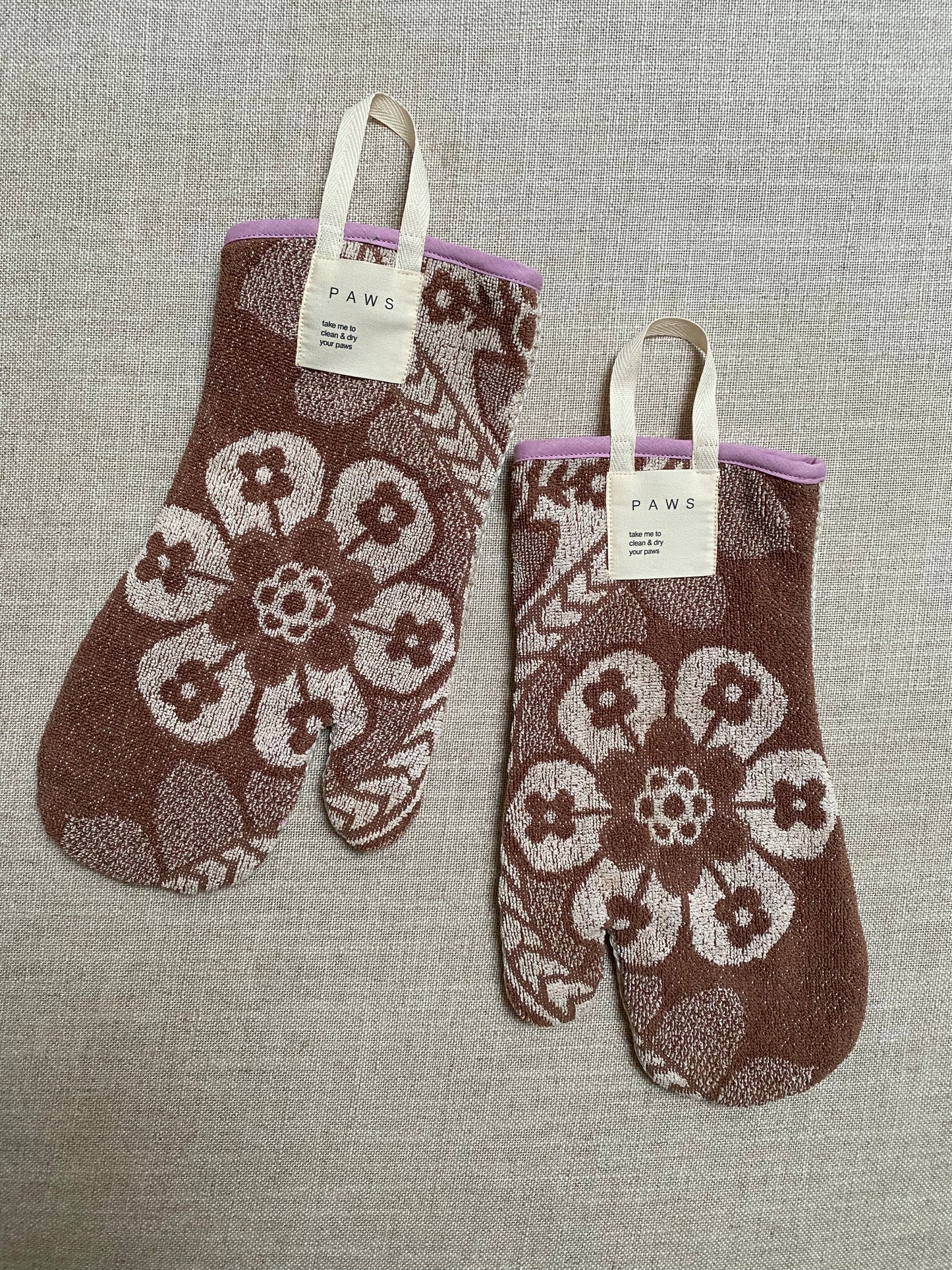 Pfotenhandschuh Set Frottee Brown