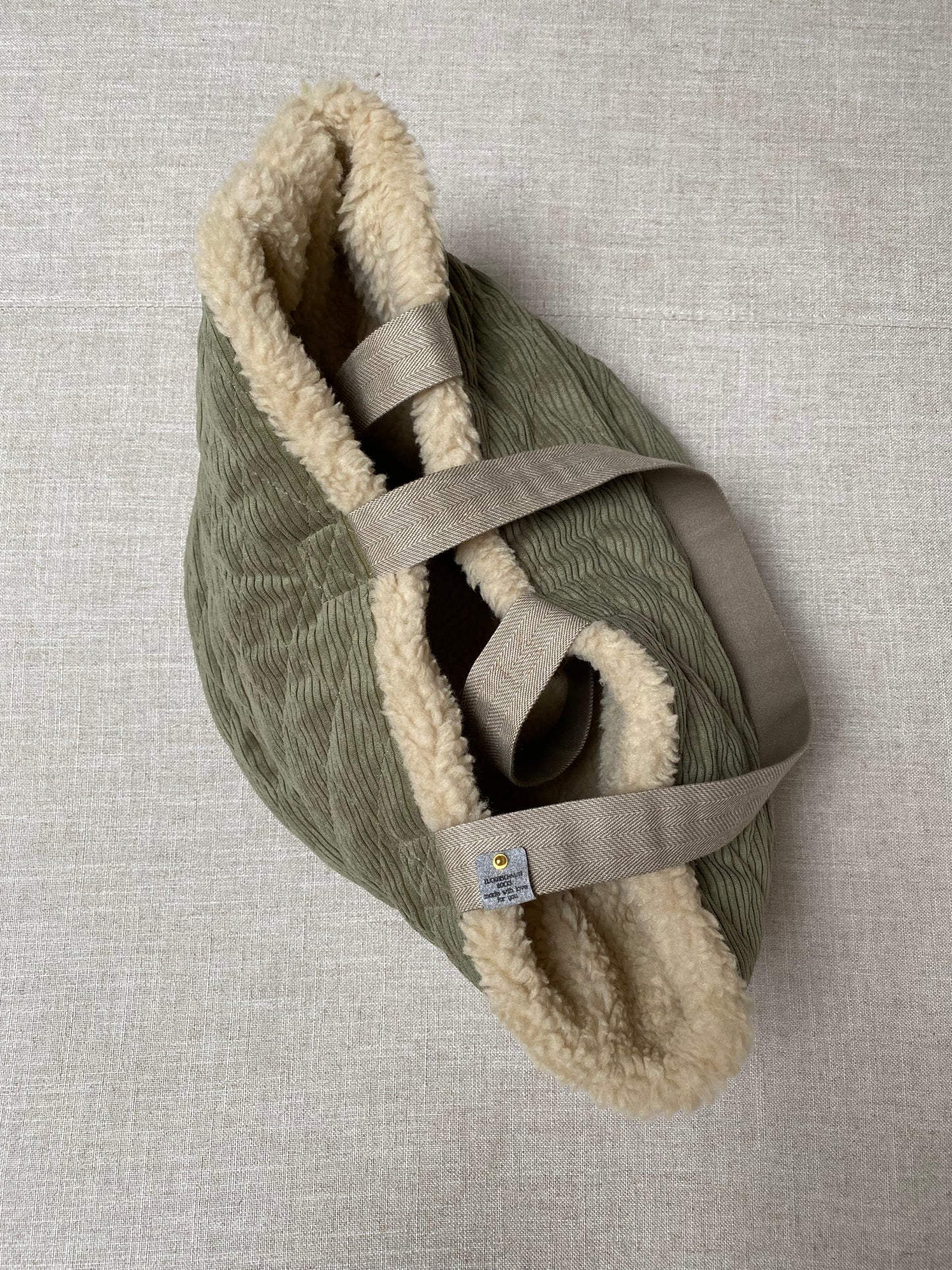 Cord Teddy Dog Bag Khaki