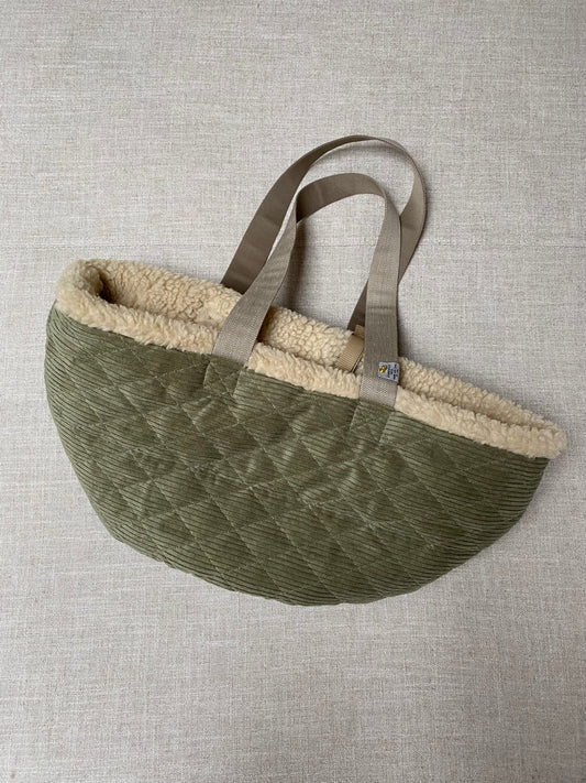 Cord Teddy Dog Bag Khaki