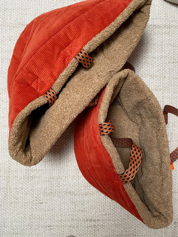 Cord Teddy Dog Bag Orange