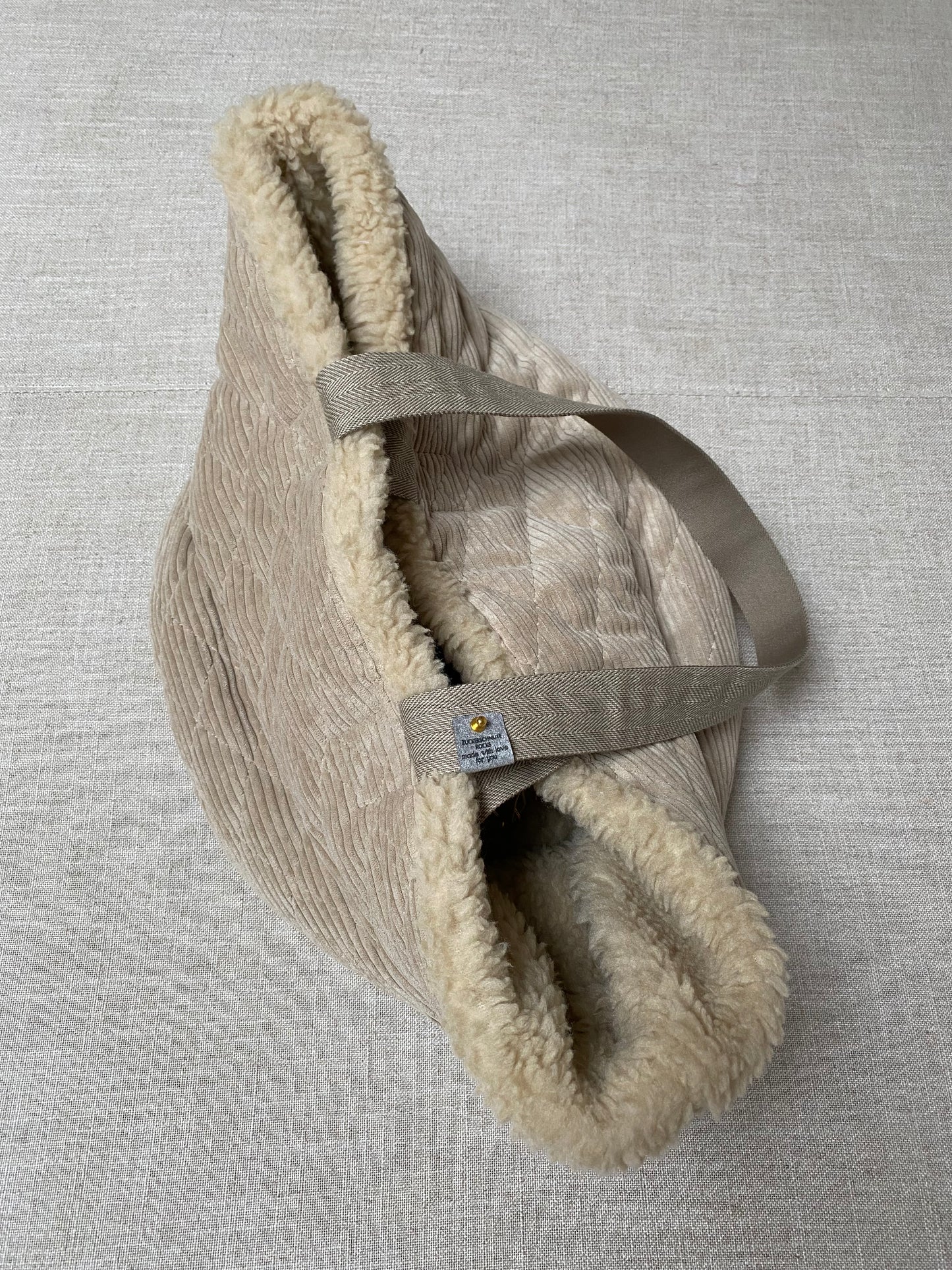 Cord Teddy Dog Bag Beige