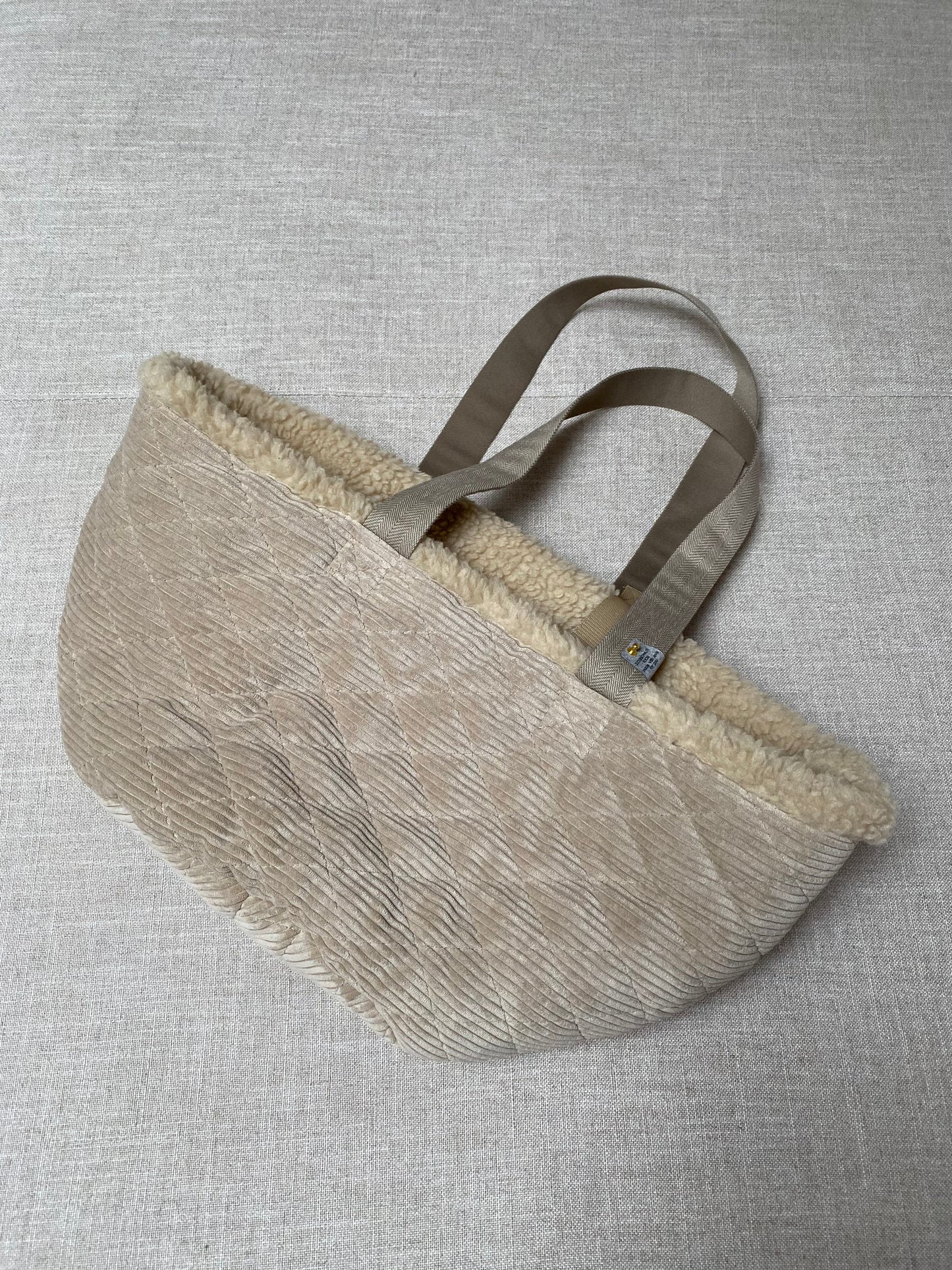 Cord Teddy Dog Bag Beige