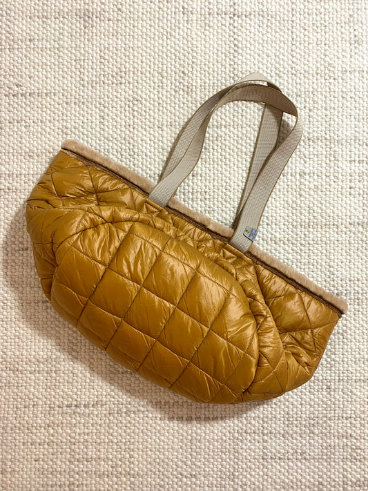 Kunstfell Dog Bag - Reisebettchen - Cognac