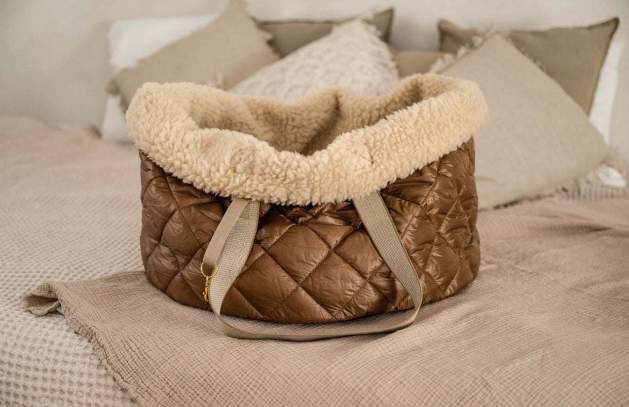 Teddy Dog Bag - Reisebettchen - Walnuss Braun